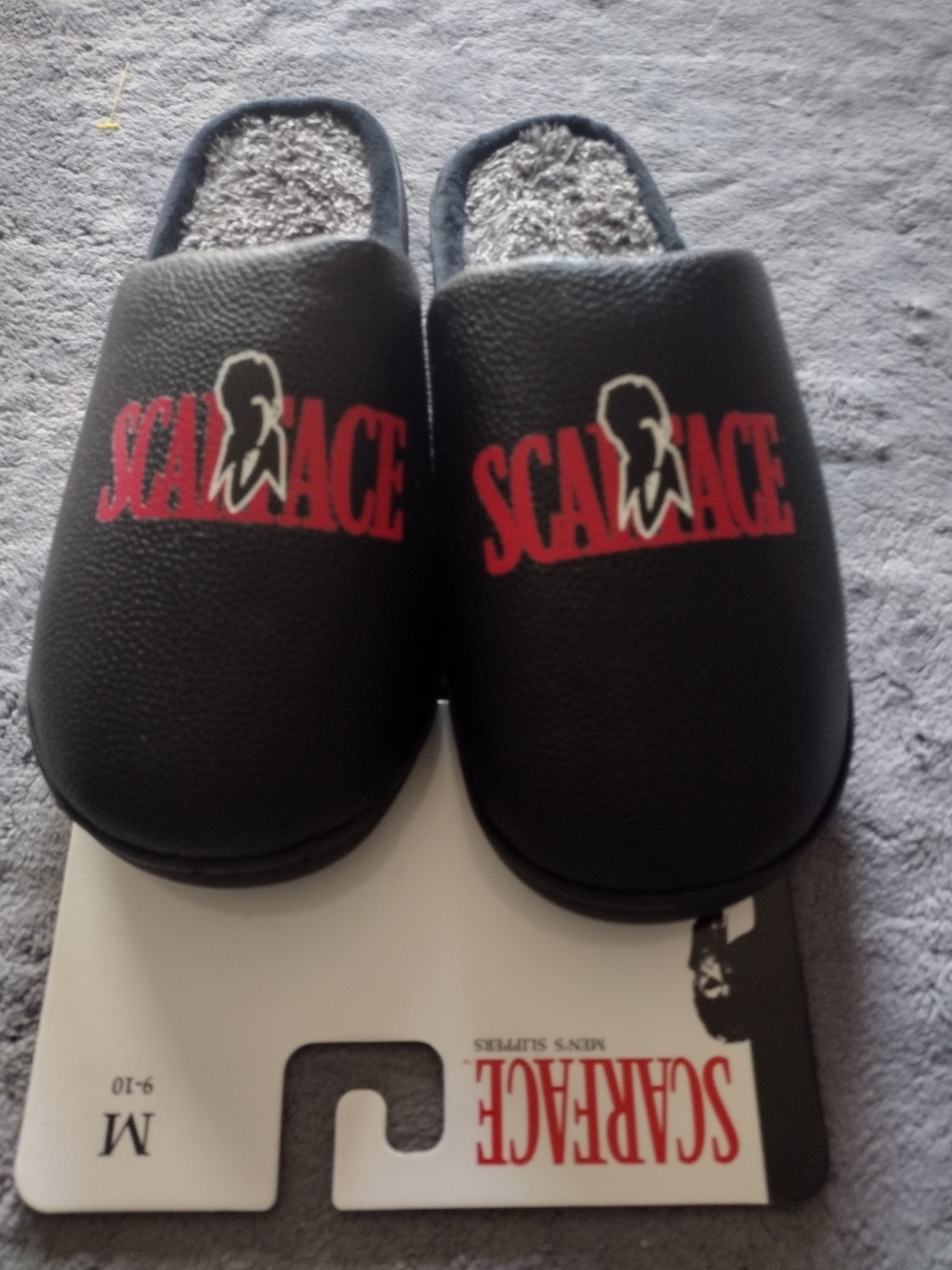 Scarface Men's Black Slip-On Sherpa-Lined Slippers